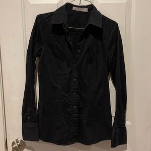 The Limited essential shirt.  Black, long sleeve slightly tapered waist.